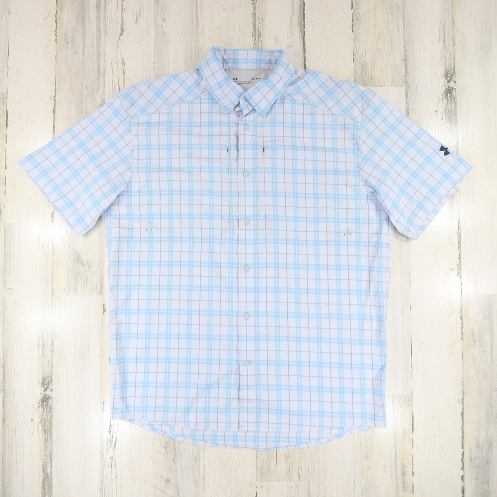 Under Armour Shirt Mens Large Blue Tide Chaser Angler Fishing Boating